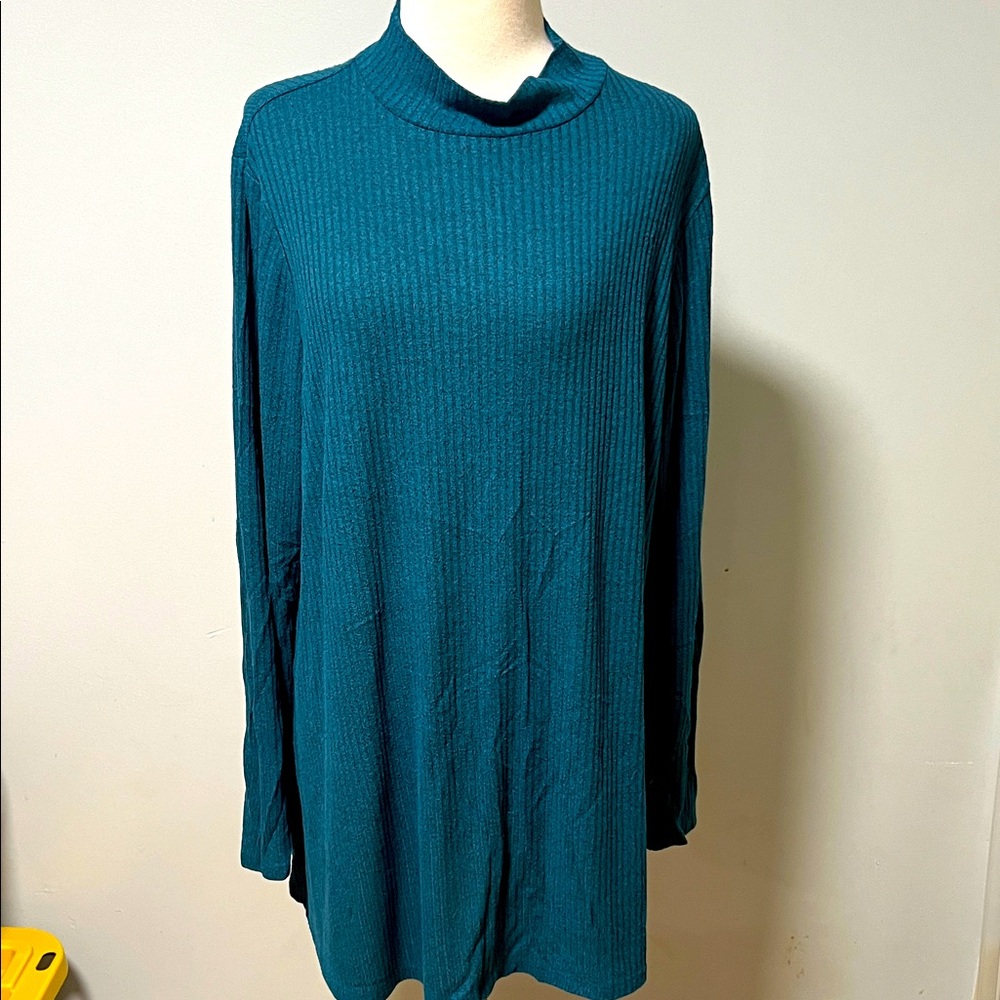 Lane Bryant Teal Ribbed Tunic Top